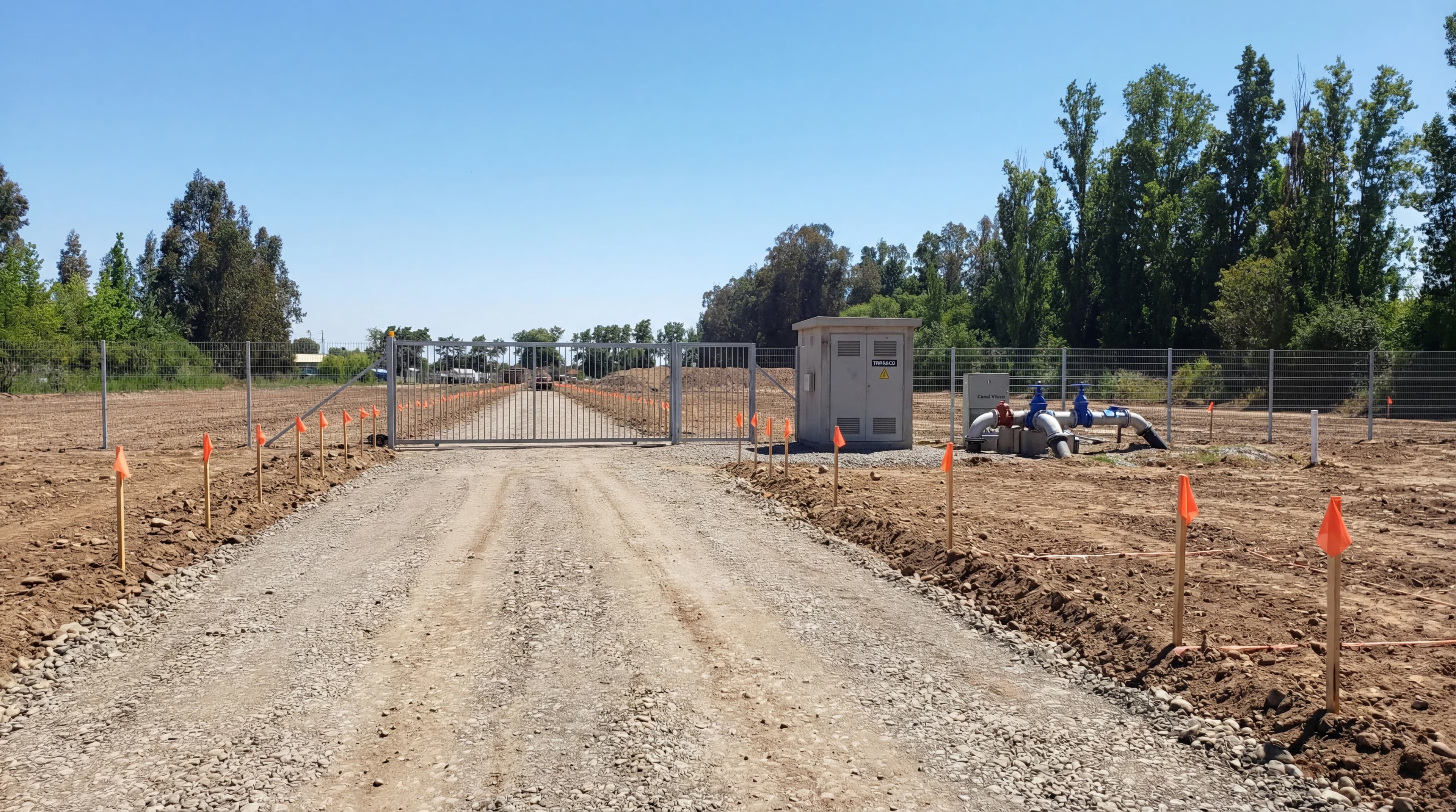 Terreno preparado con portón e infraestructura