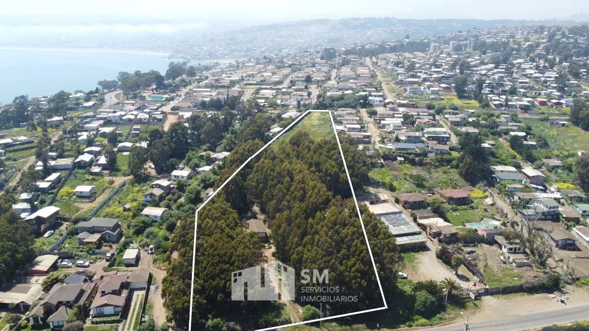 Vista aérea con océano al fondo